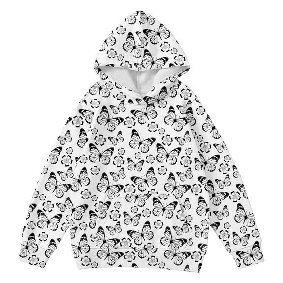 XXWXYD Girls DIY Hand Painted Colorable Hoodies, Graphic Coloring Sweatshirts Long Sleeve Hooded Tops, Creative Customizable Art Project Wearable Design