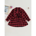 thumbnail image 2 of Wassery Toddler Girls Fall Dress Long Sleeve Lapel Button Plaid Print A-line Dress 6M 12M 18M 24M 2T 3T 4T Infant Baby Girls Clothes, 2 of 8
