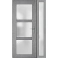 thumbnail image 3 of Front Exterior Prehung FiberGlass Door Frosted Glass / Manux 8552 Grey Ash / Side Exterior Window / -W36+12" x H80"-Right-hand Inswing, 3 of 6