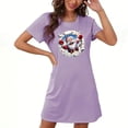 thumbnail image 1 of Camisón corto navideño para mujer, talla grande, cuello redondo, manga corta, estampado en el pecho, vestido de noche para mujer, 1 of 3