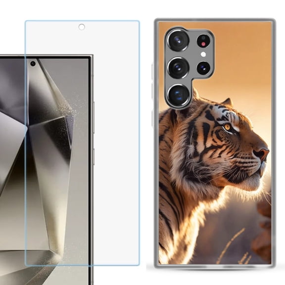OneToughShield ® Compatible with Samsung Galaxy S24 Ultra, Shockproof Phone Case, with Tempered Glass Screen Protector - Tiger