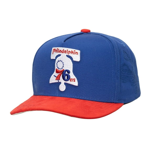 Men's-Mitchell & Ness  Blue/Red Philadelphia 76ers May Flowers Adjustable Hat