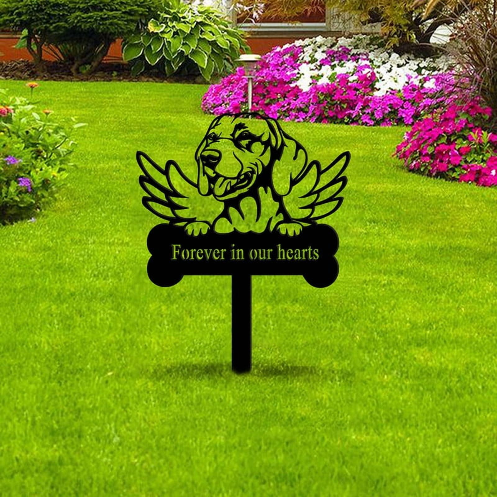 Memorial Pet Dog Stakes Grave Decorations for Cemetery Sign Plaque Metal Sympathy Grave Marker Stake Garden Decoration Yard Outdoor