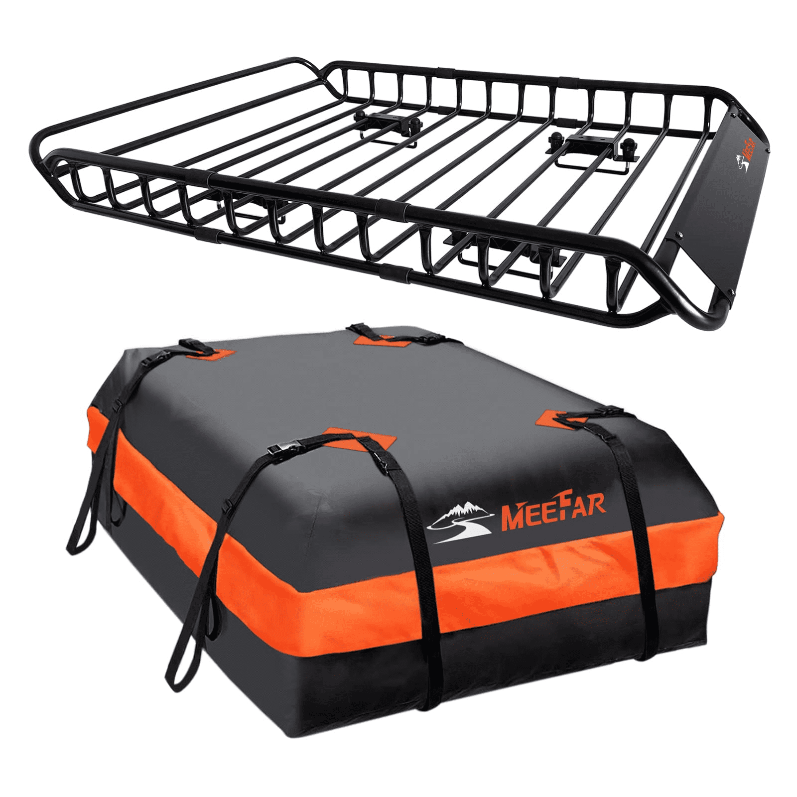 Mekek Heavy Duty Rooftop Cargo Carrier Rack 200 lbs, Steel Black, 51 x 36 Inch