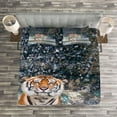 thumbnail image 3 of Ambesonne Tiger Quilted Bedspread Set 3 Pcs, Exotic Wildlife Nature, King Size, Multicolor, 3 of 3