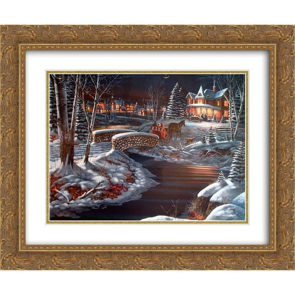 Over The River 2x Matted 20x16 Gold Ornate Framed Art Print by Jim Hansel