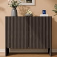 thumbnail image 5 of TopComfy 35" Sideboard Buffet Cabinet with 2 Doors, Coffee Bar Storage Cabinet with Adjustable Shelves, Curved Edge MDF Display Cabinet for Kitchen Dining Room, Dark Walnut, 5 of 8