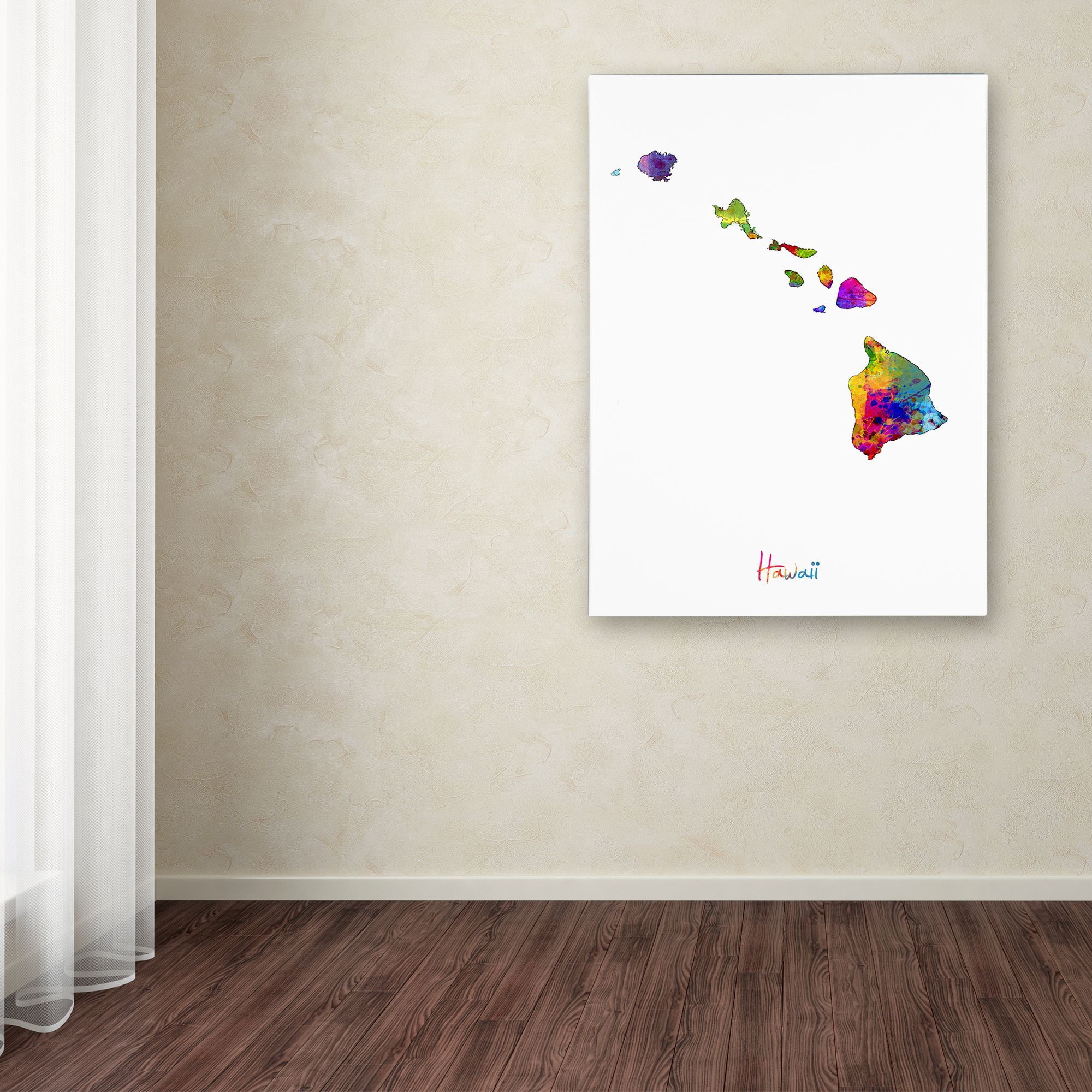 Trademark Fine Art "Hawaii Map" Canvas Art by Michael Tompsett