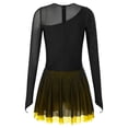 thumbnail image 4 of Rswnyirn Women Mesh Patchwork Printing Ballet Dance Leotard Dress Figure Ice Skating Dress Yellow XL, 4 of 7