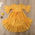 thumbnail image 4 of Bébé bébé Filles Boho Robe Flare Manches Longue Volant Princesse Parti Robe de Plage Sundress, 4 of 4