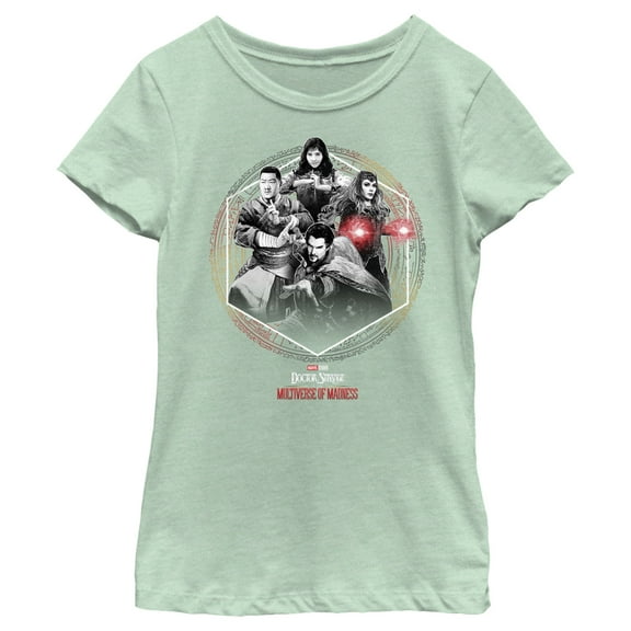 Girl's Marvel Doctor Strange in the Multiverse of Madness Black and White Panel Graphic Tee Mint Medium