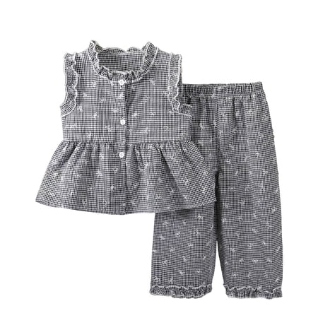 Karoyedx Baby Girl Outfits Toddler Girl Clothes Sleeveless Shirts Ruffle Shorts Baby Smocked Outfits Girls Summer Outfit Black Size 6-12 Months