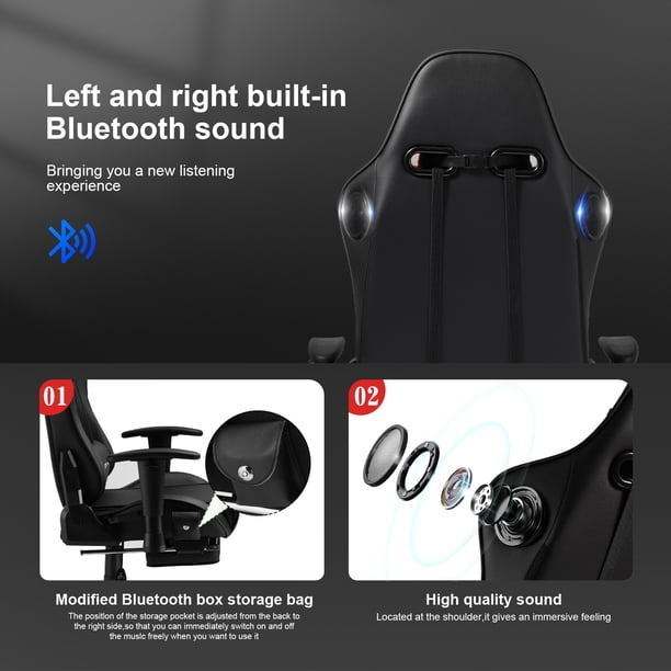 GTRACING Music Gaming Chair with Footrest Ergonomic Reclining PU