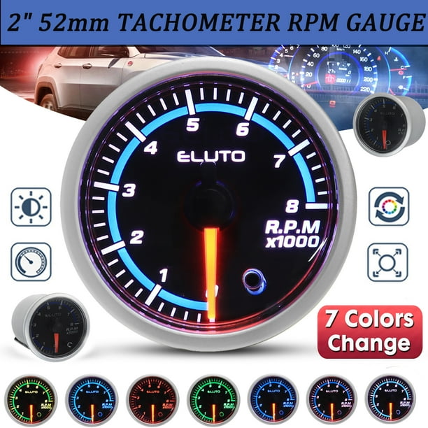52mm 7 Colors Universal Tachometer Gauge