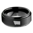 thumbnail image 2 of Tungsten Montana The Treasure State Band Ring 8mm Men Women Comfort Fit Black Step Bevel Edge Brushed Polished, 2 of 4