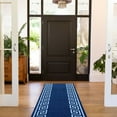 thumbnail image 5 of Runner Rug for Hallway Greek Key Print Design Blue White Color 26 Inch or 31 Inch Wide by Your Length Choice Slip Resistant Rubber Backing Stain Resistant Pile Stair Runner, 5 of 6