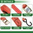 thumbnail image 5 of Unique Bargains Ratchet Tie Down Straps 1 Set 1 Inch x 20 Feet 1 100lb Ratchet Strap Lashing Straps for Roof Rack Motorcycle Trucks Trailer Red, 5 of 7