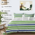 thumbnail image 3 of Green Blue Duvet Cover Set Full Size, White Stripe 4 Piece Soft Microfiber Bedding Set with 1 Duvet Cover, 1 Flat Sheet, 2 Pillowcases, 3 of 9
