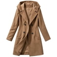 thumbnail image 4 of Arxian Women's Classic Wool Peacoat Double Breasted Casual Hooded Long Sleeved Button Down Jacket With Lining and Pockets Pea Coat With Shoulder Pads, 4 of 9