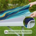 thumbnail image 6 of Blue and Gold Marble Shimmer Streaks Pattern Square Fitted Tablecloth with Elastic Edge,Square Table Cover,Washable Elastic Table Cover for Home Kitchen Party Decor 34"x34", 6 of 6