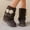 37, variant on Women's Faux Fur Ankle Booties, Round Toe Platform Buckle Boots
