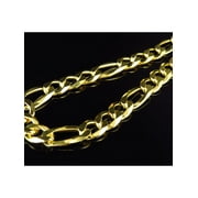 Yellow Gold Finished Sterling Silver 10MM Figaro Link Chain Necklace 18"-28"