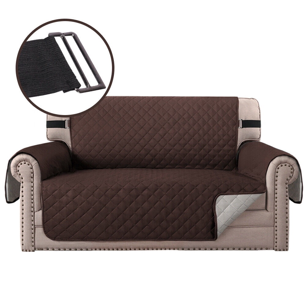 SHANNA Sofa Slipcover Reversible Quilted Sofa Cover, Water Resistant Couch Covers Furniture Protector for Pets Kids, Brown, 3-Seater Sofa Cover