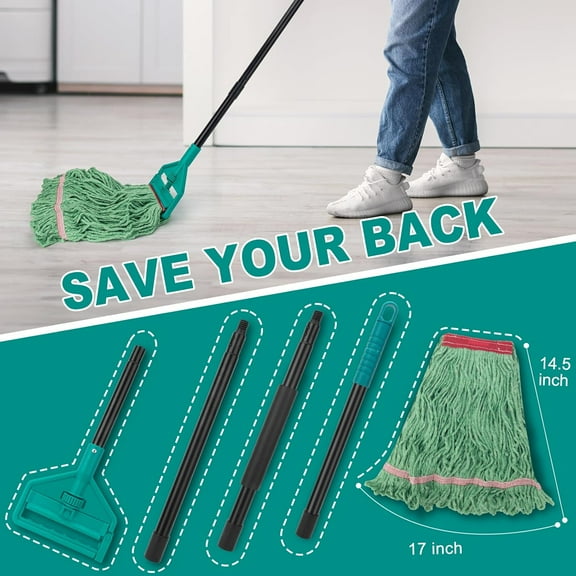 60 Inch -End String Mop for Heavy Duty Floor Cleaning - Green