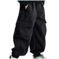 thumbnail image 2 of Toddler Boys Cargo Pants with Multi-Pockets Size 2-10 Tapered Leg Joggers Pant Kids Casual Solid Elastic Waist Outdoor-Work Trousers, 2 of 8