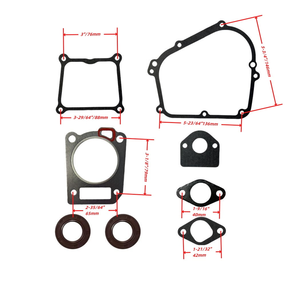 Gaskets for Carburetor/Cylinder Head/Crankcase Cover/Muffler and 2PCS of Oil Seals Kit Replaces GENMAX 145cc Inverter Generators – GM2800i, GM3200i, GM3300i, GM3500iAED, GM4000iSAPC & GM4000iSBEPC