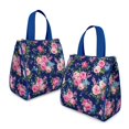 thumbnail image 2 of Pioneer Flower Floral Print Pattern Insulated Lunch Bag for Women & Adults,Large Portable Soft Cooler Lunch Bag,Thermal Food Storage Tote with Pearl Cotton,8.66L,8.75x5.75x9.5 Inch, 2 of 6