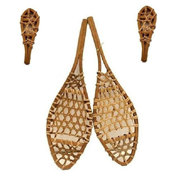 Snowshoe Wall Decor Set - 15” Rustic Wooden Snowshoes & Ornaments - Christmas Cabin Decor, Winter Wall Hangings, Snowshoeing Gift