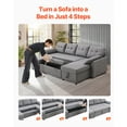 thumbnail image 6 of VEVOR U Shaped Sofa Bed, Convertible Sofa Bed with 2 Side Pockets, 2 Pillows and Double Chaise,6-Seat Pull Out Sleeper Couch with Large Storage Capacity for Living Room, Apartment, Metal Frame, Gray, 6 of 9