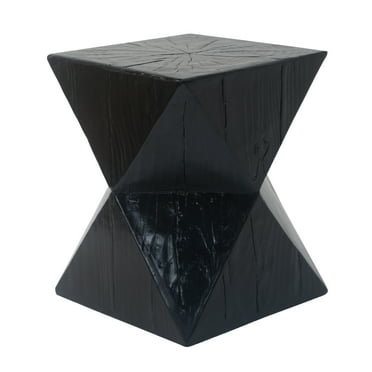 GDF Studio Modern Wooden Grain Hourglass Accent Table, Black