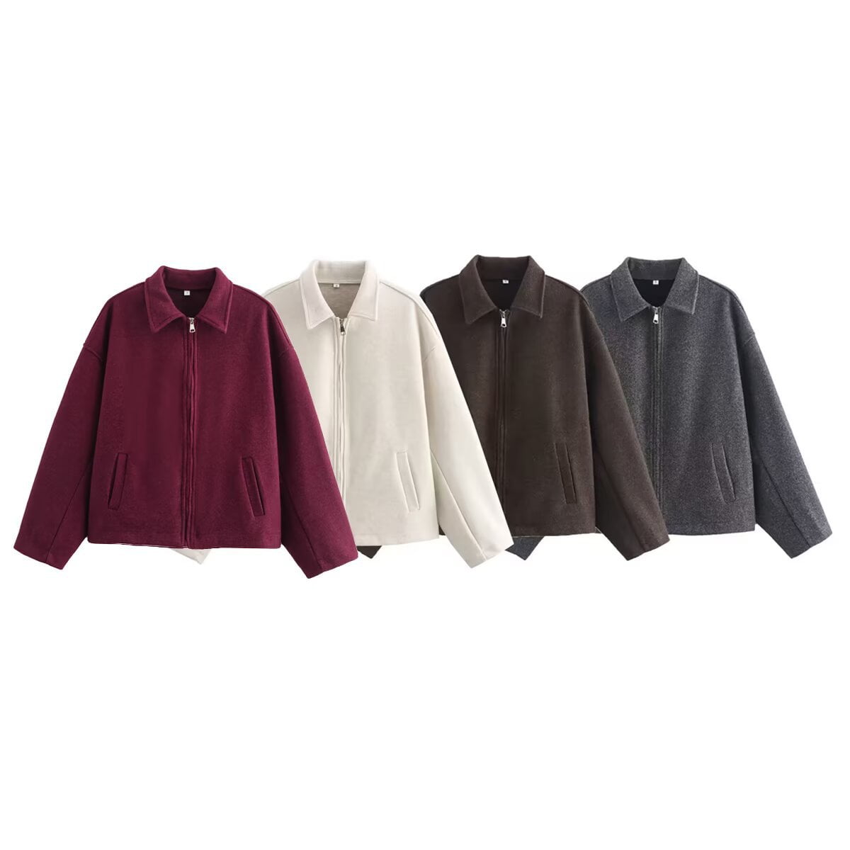 Women's Vintage Faux Wool Blend Short Jacket - Square Collar