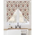 thumbnail image 2 of Boho Red Floral Swag Valances for Windows, Farmhouse Rustic Flower Leaf Plant Rod Pocket Sheer Valances for Large Windows, Swag Toppers Light Filtering for Kitchen Living Room 2 Panels 36''x63'', 2 of 6
