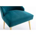 thumbnail image 5 of Velvet Upholstered Dining Chair Leisure Chairs Upholstered Side Chairs with Metal Legs for Living Room, Contemporary Style Blue, 5 of 7