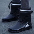thumbnail image 3 of Zapatos de lluvia impermeables para hombre, zapatos de trabajo antideslizantes para exteriores, Botas de lluvia cálidas de algodón con forro polar, calzado de cocina para hombre, 3 of 3