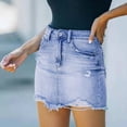 thumbnail image 5 of Hwmodou Skirts For Women Knee Length Denim Waist Casual Jean Skirt Women'S A-Line High Short Skirt Mini Skirts For Woman, 5 of 9
