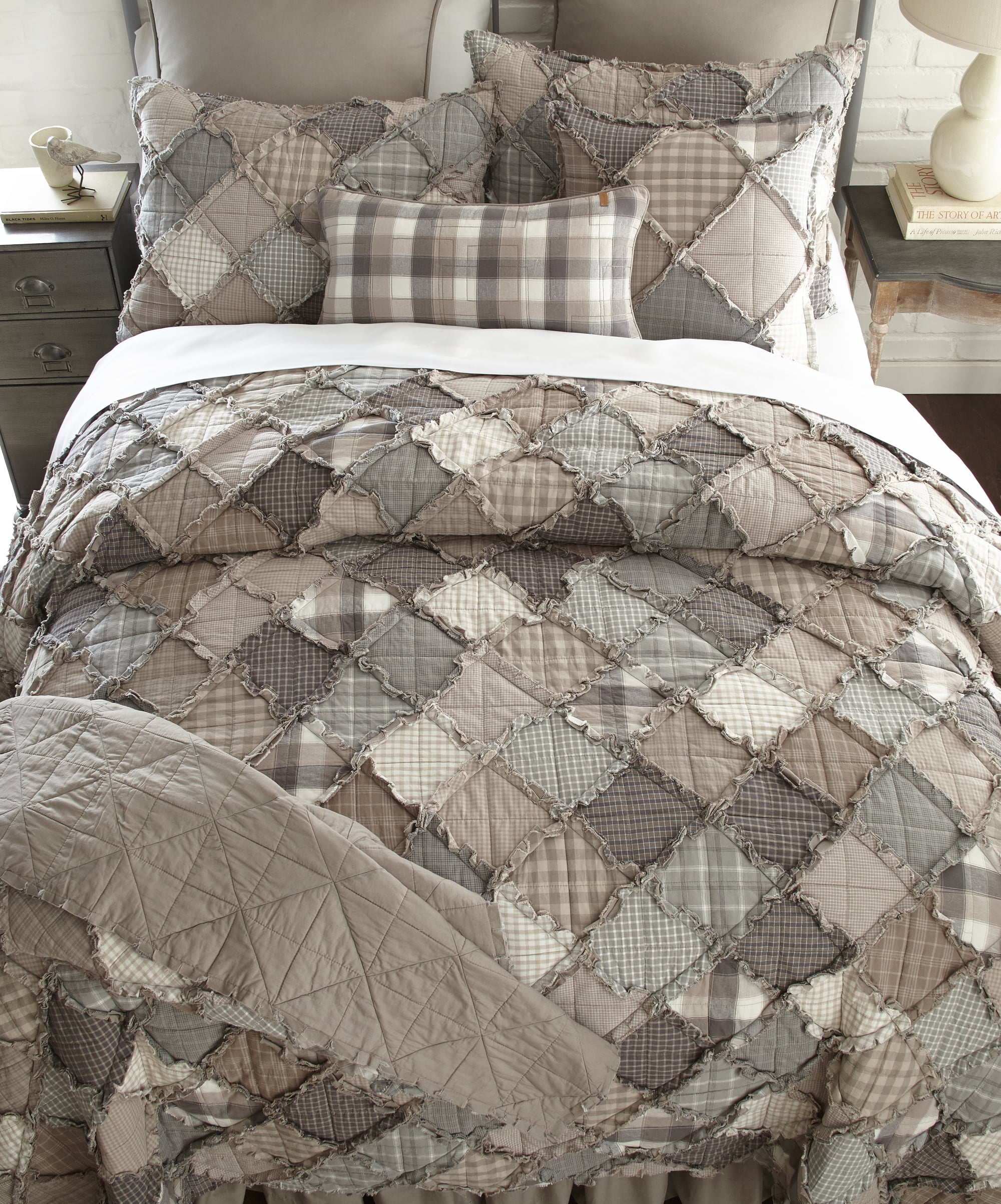 Donna Sharp Smoky Mountain Full/Queen Ragged Pieced Patchwork Cotton Quilt