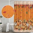 thumbnail image 5 of Yellow Orange Pumpkin Fall Shower Curtain, Waterproof Shower Curtains for Bathroom, Thanksgiving Plaid Botanical Floral Washable Fabric Bathtub Curtain Set Bath Decor with 12 Hooks 72"x78", 5 of 8
