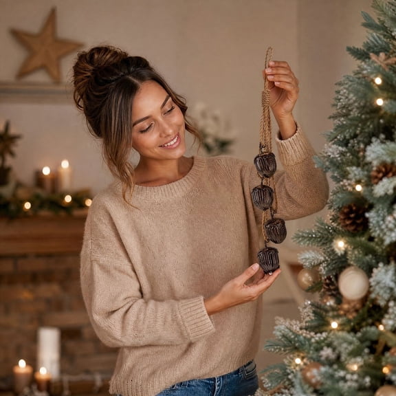Gqtwoy Vintage Metal Acorns Bells Ornament, Rustic Hanging Bells Decor, Ideal for Fall Thanksgiving Christmas Front Door Wall Decoration, Antique Jute Rope Bells, Perfect Gift for Home Decor Lovers