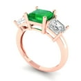 thumbnail image 2 of Clara Pucci 14K Rose Gold Solid Gold Emerald Three-Stone Anniversary Ring for Women - 4 cttw Square Emerald Cut, 2 of 7