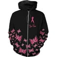 thumbnail image 5 of Personalized Breast Cancer Hoodie 3D, Pink Ribbon Awareness Sweatshirt, Survivor Pride Breast Cancer Zip Hoodie (Sweatshirt, S), 5 of 7