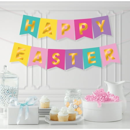 WAY TO CELEBRATE! Assorted Colors Easter Party Banners, 2 Count
