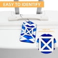 thumbnail image 3 of Blue and White Geometry Square PU Leather 2 Pack Travel Tag - Bag Tag - Suitcase Tag with Privacy Cover and Stainless Steel Ring - Suitable for Travel, Backpack, and Handbag, 3 of 7