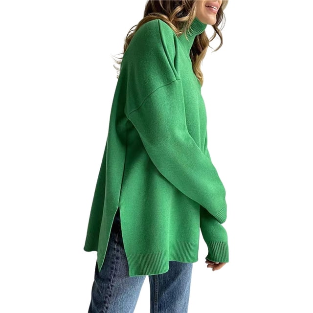Jersey de punto holgado de cuello alto para mujer