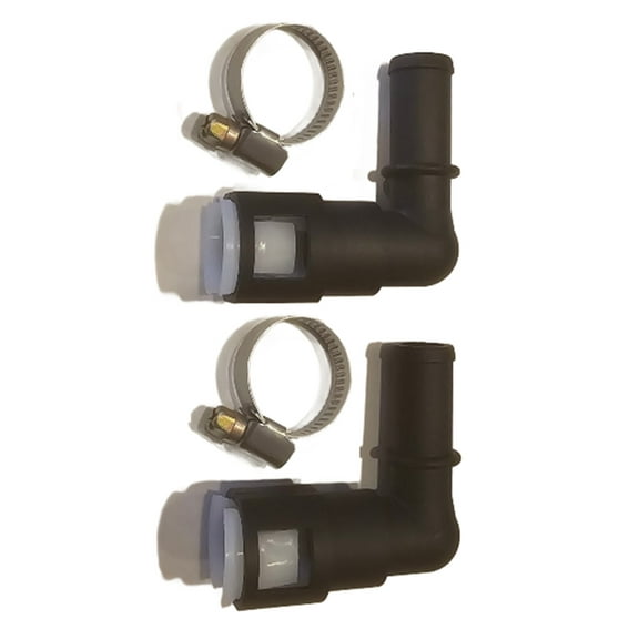 (Set of TWO) UPGRADED 800-416 Stronger than OEM Heater Core Coolant Hose Quick Disconnect 90 Degree Elbow Connectors w/Clamps ONLY FITS: 5/8" Tube and 5/8" Heater Hose.