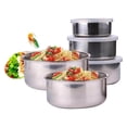 thumbnail image 1 of 5Pcs Food Storage Box Stainless Steel Food Containers with Leak-Proof Lids Reusable Crisper Box Bowl for Home, 1 of 7