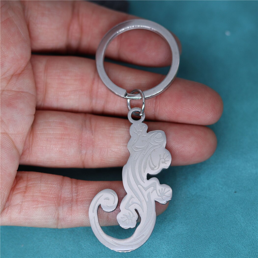 Animal Lizard Pendant Keychain For Men Women Stainless Steel Wildlife